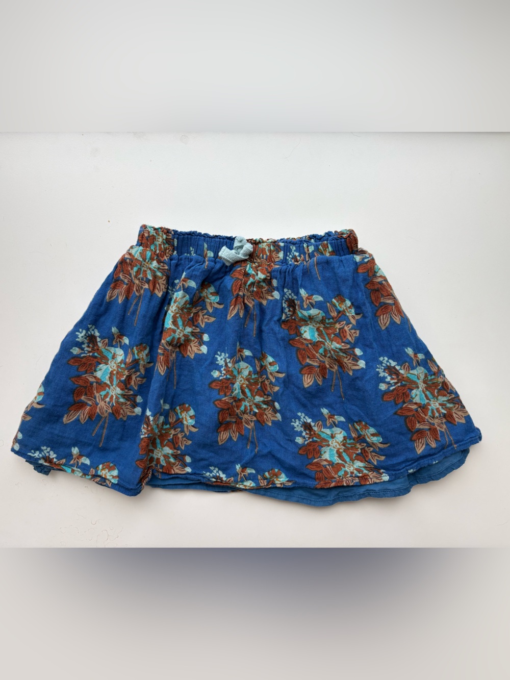 Pink Chicken Blue Floral Cotton Skirt Size 6